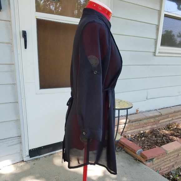 Sheer Black Button-up Tunic - Picture 5 of 7